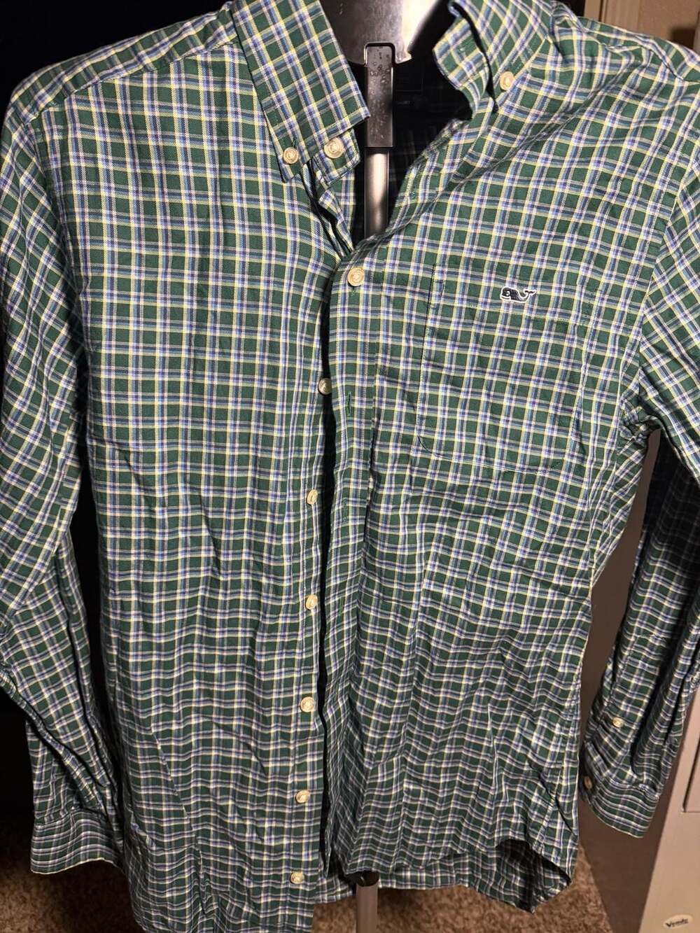 Vineyard Vines Men's Green Plaid Slim Fit Tucker Long Sleeve Button-Up Shirt